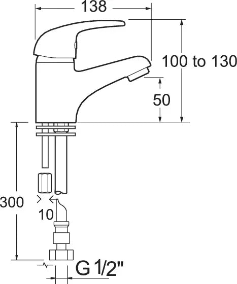Adore Compact Mini Mono Basin Mixer with Clicker Waste
