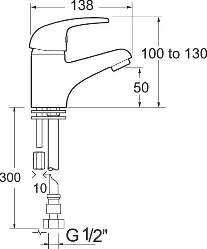 Adore Compact Mini Mono Basin Mixer with Clicker Waste