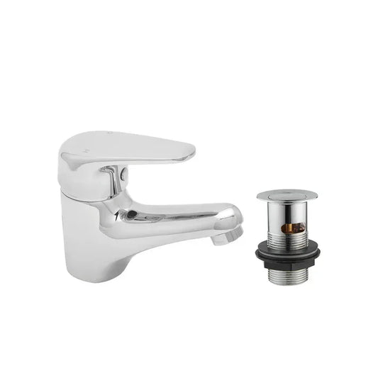 Adore Compact Mini Mono Basin Mixer with Clicker Waste