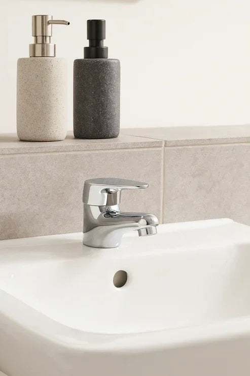 Adore Compact Mini Mono Basin Mixer with Clicker Waste