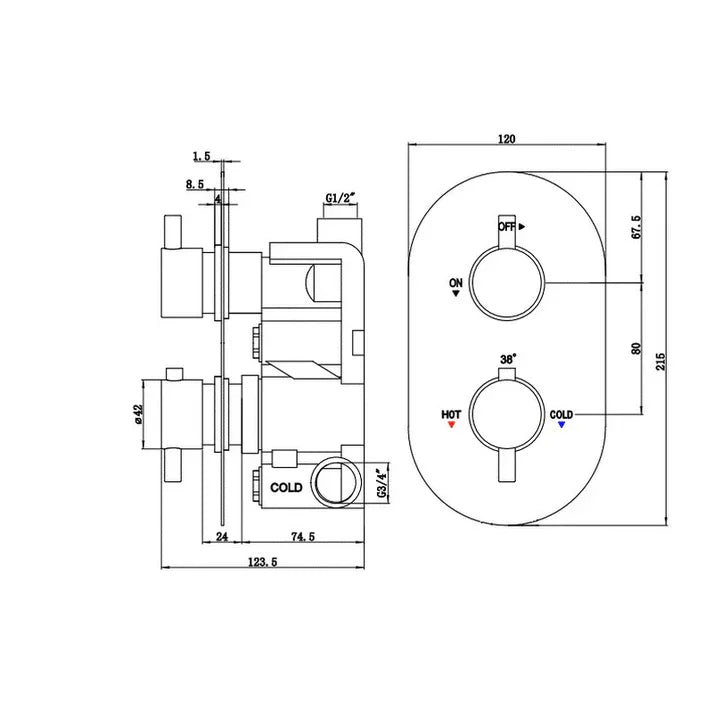Newton Thermostatic Concealed Single-Outlet Shower Valve