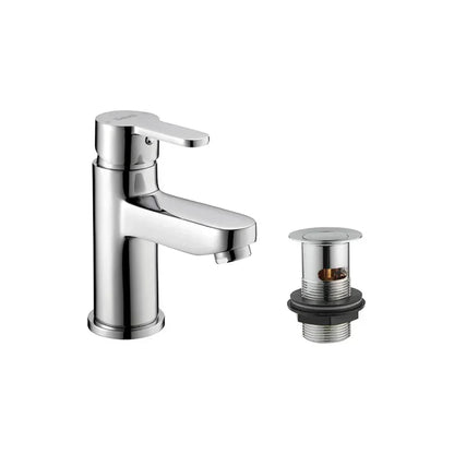 Ethos Polished Chrome Mono Basin Mixer with Press-Top Waste