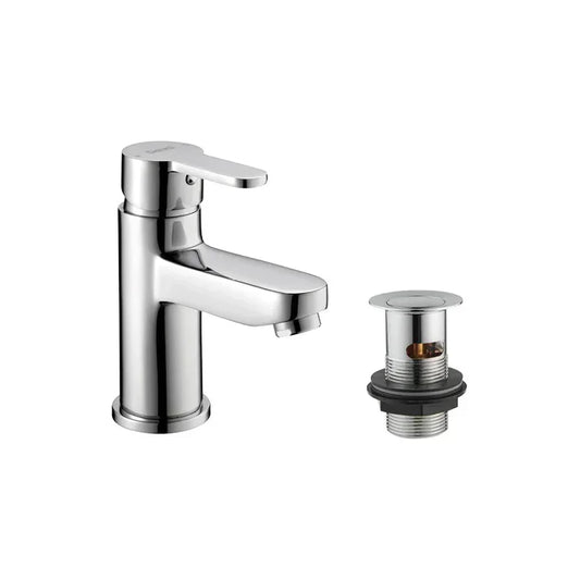 Ethos Polished Chrome Mono Basin Mixer with Press-Top Waste