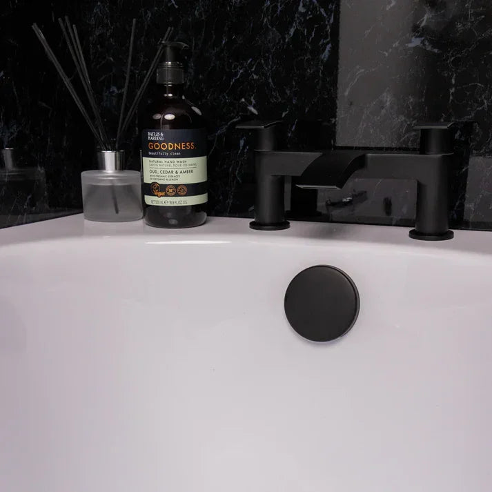 Matt Black Easy-Clean Click-Clack Bath Waste with Integrated Overflow
