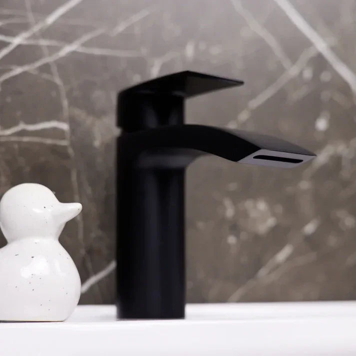 Ellsi Spear Matt Black Waterfall Mono Basin Mixer