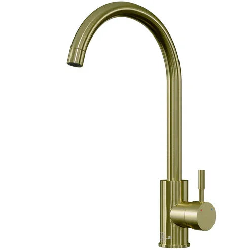 Tivoli Brushed Brass Kitchen Mixer Tap | Single Lever, WRAS Approved