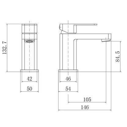Ellsi Lanza Matt Black Mono Basin Mixer with Matching Clicker Waste