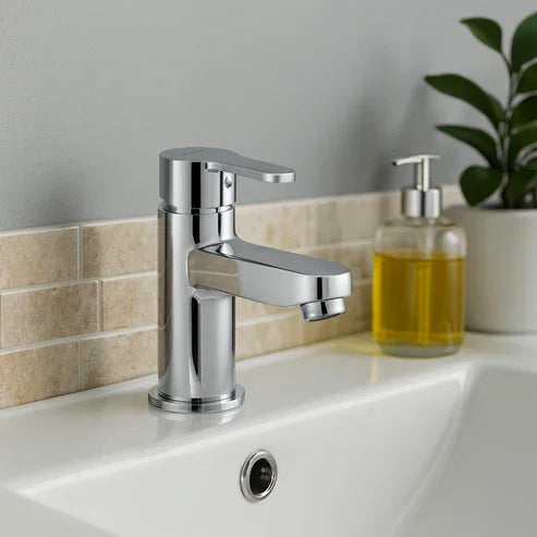 Ethos Polished Chrome Mono Basin Mixer with Press-Top Waste