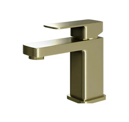 Ellsi Lanza Brushed Brass Mono Basin Mixer with Matching Clicker Waste