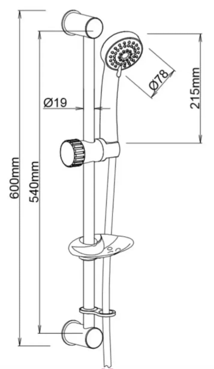 Chrome Multi-Function Slide Rail Shower Kit – 3-Spray Handset & Riser