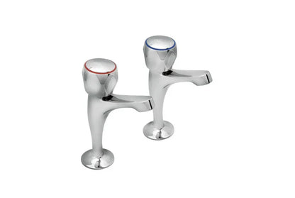 Chrome high neck kitchen sink taps, hot and cold pair, luxury bathroom brassware
