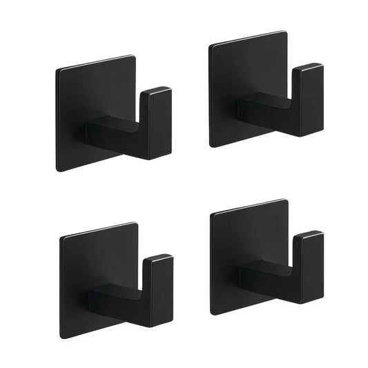 4-Piece Matt Black Heavy-Duty Adhesive Wall Hooks – No-Drill Professional Finish